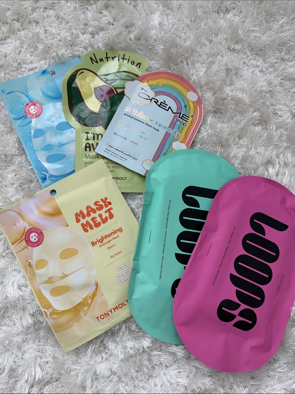 TONYMOLY & Assorted Sheet Mask Bundle - Mint, Pink, Yellow, Blue